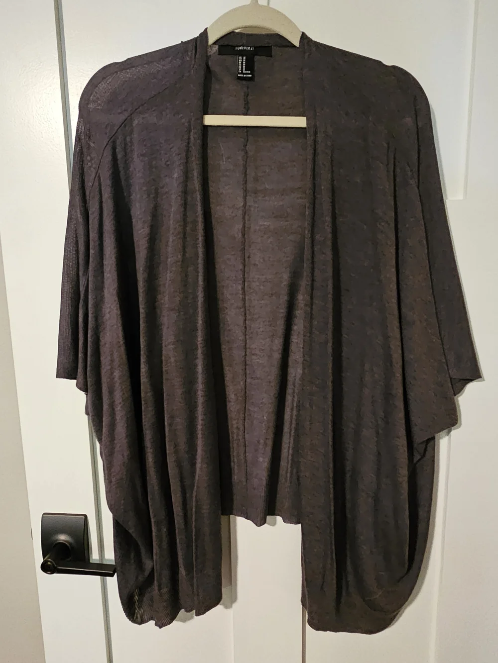 Forever 21 Open-Front Women's Draped Cardigan - Dark Gray